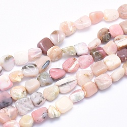 Natural Pink Opal Beads Strands, Tumbled Stone, Nuggets, 8~14x6~10x4~10mm, Hole: 0.8mm, about 40~43pcs/strand, 15.3~15.7 inch(39~40cm)