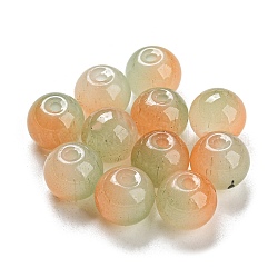 Perle di vetro con verniciatura a spruzzo bicolore, vetro d'imitazione di giada, tondo, arancione, 10mm, Foro: 1.8 mm, 200pcs/scatola