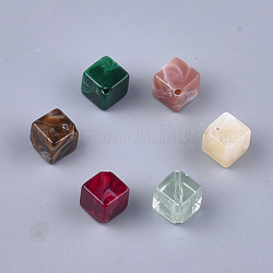 Perles acryliques, style de pierres fines imitation, cube, couleur mixte, 14x13x15.5mm, Trou: 1.8mm