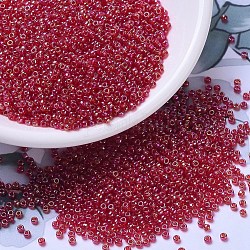 Miyuki runde Rocailles Perlen, japanische Saatperlen, 11/0, (rr298) transparenter rubin ab, 2x1.3 mm, Bohrung: 0.8 mm, ca. 5500 Stk. / 50 g