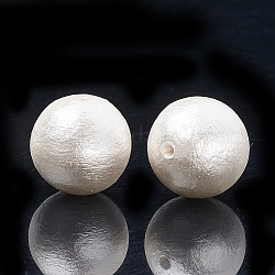 Perle di cotone compresso perle, ecologico, tinto, tondo, bianco crema, 6mm, Foro: 1.2 mm