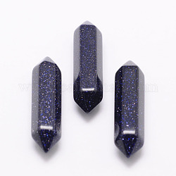 Perles en synthétique de goldstone bleu, point double terminé, pour création de fil enroulé pendentifs , pas de trous / non percés, facette, 30x9x9mm