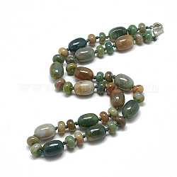 Natürliche Indien Achat Perlenketten, mit Alu-Karabiner, Fass, 18.1 Zoll ~ 18.5 Zoll (46~47 cm), Fass: 14x10mm