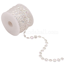 Chaînes de perles en plastique faites à la main, facette, soucoupe volante, clair ab, 10x3mm