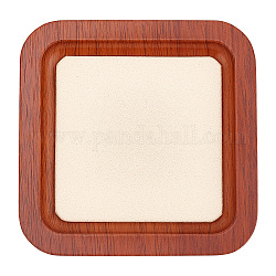 Piatto portagioie quadrato in legno, vassoio porta anelli, collane, orecchino, con velluto, beige, 105x105x16mm
