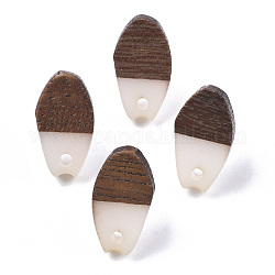 Accessoires de boucles d'oreilles en résine opaque et bois de noyer, avec épingle en 304 acier inoxydable, ovale, linge, 16x9mm, Trou: 1.8mm, pin: 0.7 mm