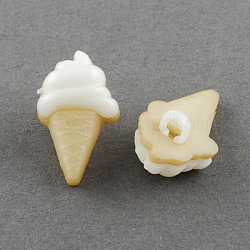 Boutons en acrylique, 1-trou, teinte, crème glacée, mocassin et blanc, 22x13x10mm, Trou: 4x3mm