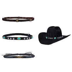SuperZubehör 3 Stück Cowboyhutbänder im 3-Stil mit Legierungsverschluss, Schnalle, Kunstleder, südwestlicher Cowboyhutgürtel, klassische Hutbänder im einheimischen Stil, Hutzubehör