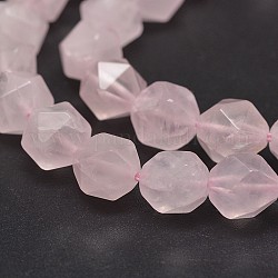 Hebras de cuentas de piedras preciosas de cuarzo rosa natural facetadas, cuentas redondas con corte de estrella, 8mm, agujero: 1 mm, aproximamente 24 pcs / cadena, 7.5 pulgada