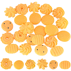 Sunnyclue 48pcs 6 styles cabochons biscuits imitation résine opaque, Sandy Brown, 25.5~29x21~26x5~10mm, 8 pièces / style