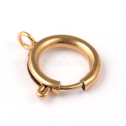 Revestimiento iónico (ip) 304 cierres de anillo de resorte de acero inoxidable, dorado, 19x13.8x2.5mm, agujero: 3 mm