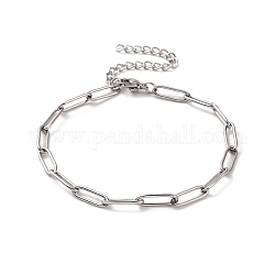 304 pulsera de cadena de clip de acero inoxidable para hombres y mujeres, color acero inoxidable, 7-1/8 pulgada (18 cm), link: 12x4x1 mm