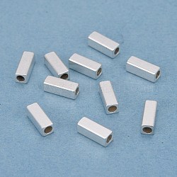 201 perline in acciaio inossidabile, rettangolo, argento, 8x3x3mm, Foro: 2 mm