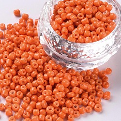 Granos de semilla de vidrio de pintura para hornear, rojo naranja, 6/0, 4~5x3~4mm, agujero: 1~2 mm, aproximamente 4500 unidades / bolsa