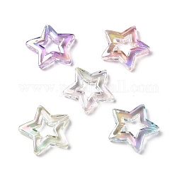 Placage uv perles acryliques irisées arc-en-ciel, étoiles du nord, couleur mixte, 26x27x5mm, Trou: 2mm