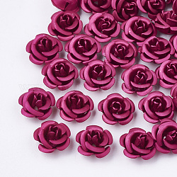 Perline di alluminio, smerigliato, placcato di lunga durata, 5 fiore -petal, rosso viola medio, 7.5~8x5mm, Foro: 1 mm