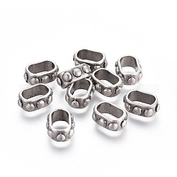 Tibetan Style Alloy Slide Charms, Lead Free & Nickel Free & Cadmium Free, Thai Sterling Silver Plated, 15x11x6mm, Hole: 11x7mm