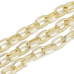 Сварные алюминиевые кабельные цепи, двойные цепи ссылка, Плоско-овальные, с катушкой, золотой свет, 14x8.5x3 мм