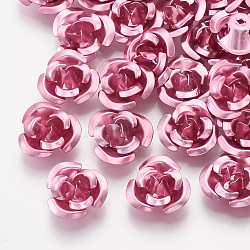 Aluminium-Perlen, 3-Blütenblatt Blüte, tief rosa, 7x4 mm, Bohrung: 0.8 mm, ca. 950 Stk. / Beutel