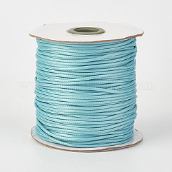 Eco-Friendly Korean Waxed Polyester Cord, Cyan, 1mm, about 169.51~174.98 Yards(155~160m)/Roll