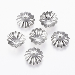 304 Edelstahl Perlenkappen, Multi-Blütenblatt, Edelstahl Farbe, 10x2.5 mm, Bohrung: 1.2 mm