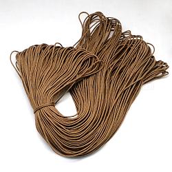Cuerdas de poliéster & spandex, 16 capa, tierra de siena, 2mm, alrededor de 109.36 yarda (100 m) / paquete