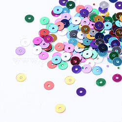 Accesorios del ornamento abalorios paillette de plástico, cuentas de lentejuelas, disco, color mezclado, 6x0.2mm, agujero: 1 mm, aproximamente 3000 unidades / 50 g