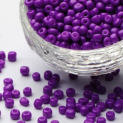 Baking Paint Glass Seed Beads, Dark Violet, 6/0, 4~5x3~4mm, Hole: 1~2mm, about 4500pcs/bag