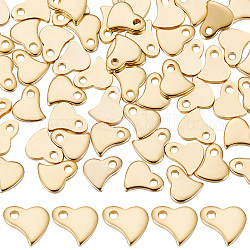 Beebeecraft 80Pcs Heart Charm 24k Gold Plated Flat Tiny Love Pendant Charm with Small Hole for DIY Jewelry Findings Making Hole 1mm