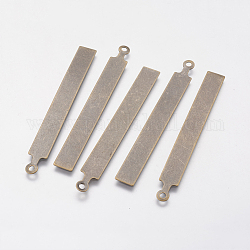 Etiquetas de metal, latón estampado colgantes etiqueta en blanco, Rectángulo, Bronce antiguo, 67x7x0.5mm, agujero: 2 mm
