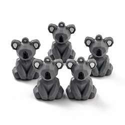 Pendentifs koala à facettes en pvc, pour la fabrication de porte-clés bricolage, gris foncé, 42x30x25mm, Trou: 3mm