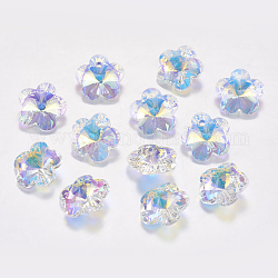 Facettierten Glas Strass Charms, Nachahmung österreichischen Kristall, Blume, Kristall ab, 8x8x4 mm, Bohrung: 1 mm