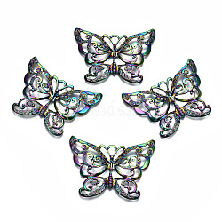 Pendentifs en alliage de couleur arc-en-ciel, sans cadmium et sans plomb, papillon, 44x59.5x6.5mm, Trou: 4.5x6mm