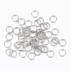 304 anelli portachiavi in ​​acciaio inox, anelli di salto a doppio anello, colore acciaio inossidabile, 5x1mm, circa  4mm diametro interno
