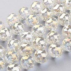 Fili di perle di vetro placcato, pieno arcobaleno placcato, sfaccettato, tondo, giallo chiaro, 19.5mm, Foro: 2 mm, circa 12pcs/filo, 8.6 pollice (22 cm)