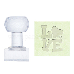 PH PandaHall Word Soap Embossing Stamp, Love Acrylic Stamp with Handle Valentine's Day Soap Chapter Imprint Stamp for Cookie Clay Pottery Stamp Biscuits Gummier DIY Arts Crafts Making Projects