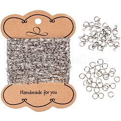 DIY Chain Making Sets, with 304 Stainless Steel Jump Rings, 304 Stainless Steel Lobster Claw Clasps and 304 Stainless Steel Chains, Stainless Steel Color, 9x6x3mm