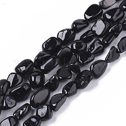 Chapelets de perles en tourmaline noire naturelle, pépites, pierre roulée, 5~11x5~8x3~6mm, Trou: 0.8mm, environ: 52~56 perle / Chapelet, 15.94 pouce (40.5 cm)