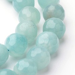 Natural Amazonite Beads Strands, Faceted, Round, 10mm, Hole: 1mm, about 38pcs/strand, 15 inch