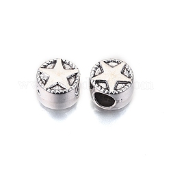 Tibetan Style Alloy European Beads, Large Hole Beads, Cadmium Free & Lead Free, Column with Star, Antique Silver, 10x7mm, Hole: 4.5mm, about 525pcs/1000g