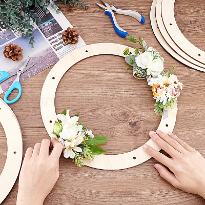Wholesale FINGERINSPIRE 6 pcs Wooden Floral Craft Rings 11.5inch