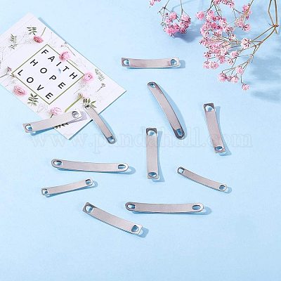 UNICRAFTALE 60 Pcs 3 Sizes Stainless Steel Links Rectangle Shape Connector Links 2 Small Hole Link Connectors Silver Tones Links for Women Men DIY Necklaces Bracelets Jewelry Making 
