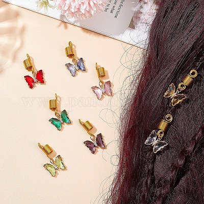 Wholesale CRASPIRE 40Pcs 8 Colors Butterfly Hair Rings Aluminum