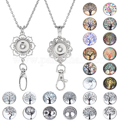 SUNNYCLUE DIY Tree of Life Interchangeable Snap Button Office Lanyard  Making Kit, Including Alloy Rhinestone Snap Keychain Making, 304 Stainless  Steel