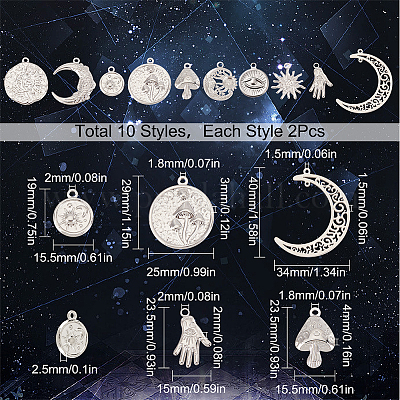 Shop SUNNYCLUE 1 Box 20PCS 5 Style Stainless Steel Sun Moon Stars Charms  Moon Charms for Bracelets Making Charms Pendants for DIY Jewellery Making  Charms Necklace Crafting Earrings for Jewelry Making - PandaHall Selected