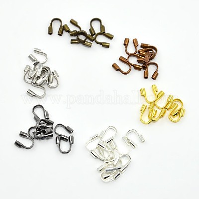 Brass Wire Guardian and Protectors, Silver Color, about 4mm wide, 5mm long,  1mm thick; hole: 0.5mm 