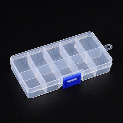 W-family 24 Grids Hard Plastic Clear Adjustable Jewelry Bead Organizer Box  Storage Container Case with Adjustable Dividers (24 grids)