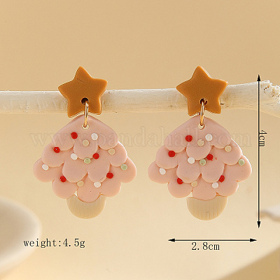 Weihnachtsbaum-Ohrstecker aus Polymer-Ton&nbsp;FS-WGEB455-02-1
