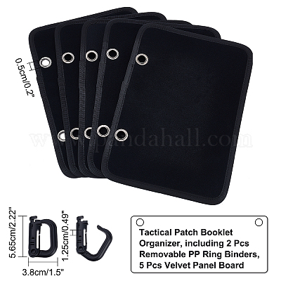 Flip-Page Hook & Loop Patch Book DIY Kit, Tactical Patch Booklet Organizer,  including 2Pcs Removable PP Ring Binders, 5Pcs Velvet Panel Board, with