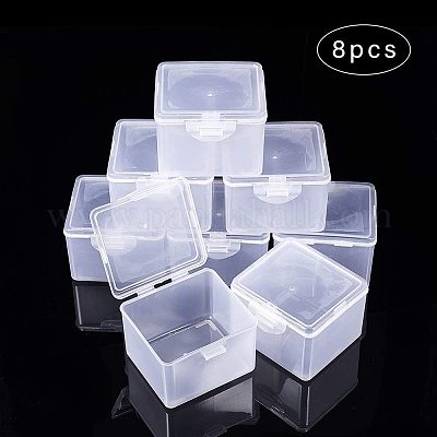 BENECREAT 10 Packs 5x3.3x0.8 Large Clear Rectangle Plastic Storage Box Bead  Storage Containers with Lids for Cards, Clips and
